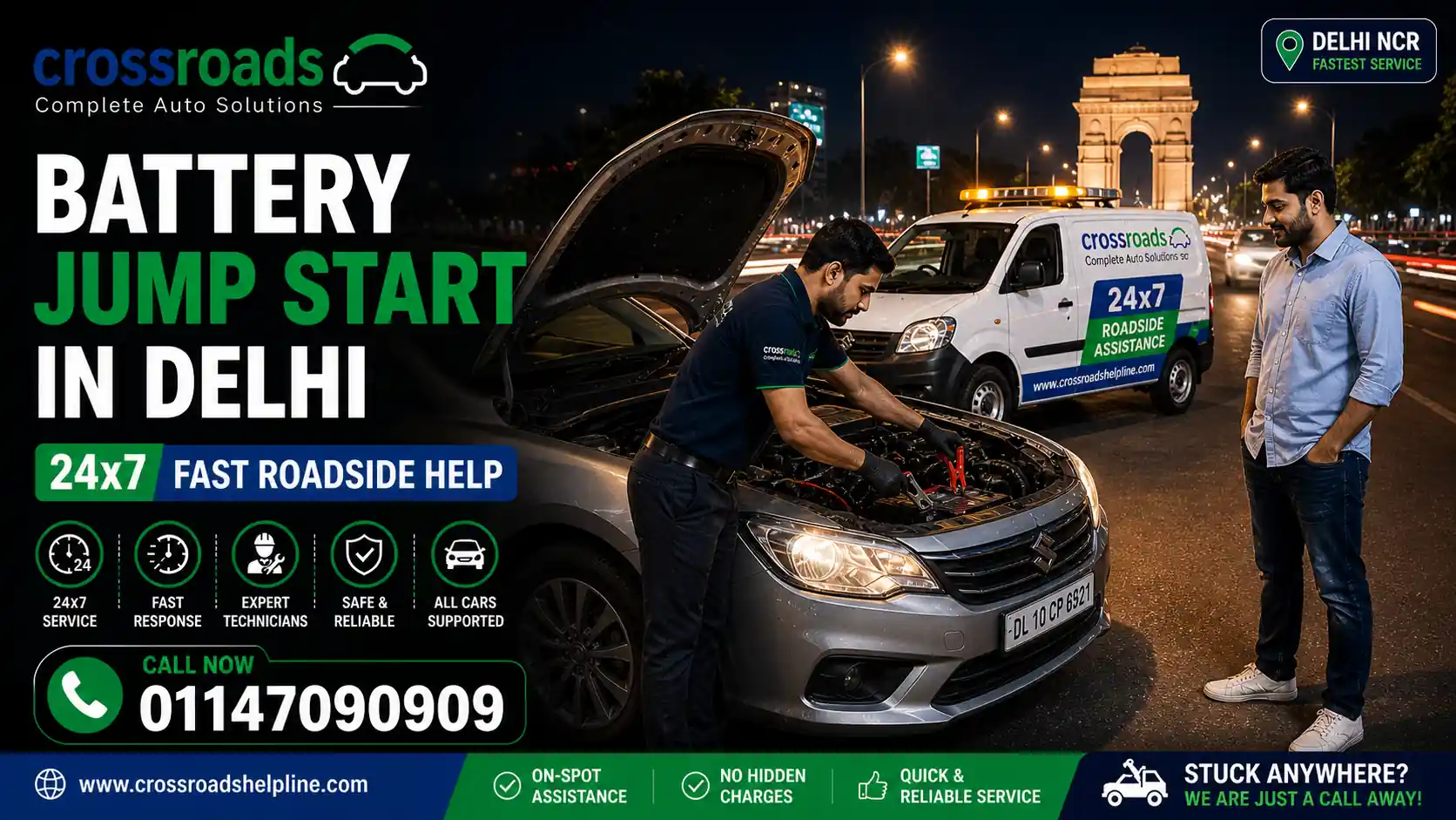 Battery Jump Start in Delhi 24×7 Fast Roadside Help