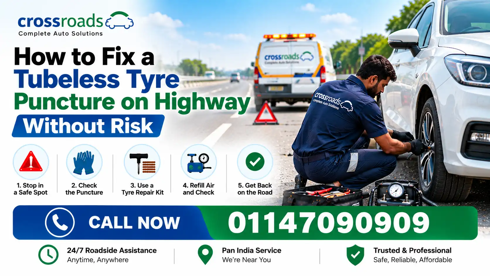 How to Fix Tubeless Tyre Puncture on Highway Without Risk